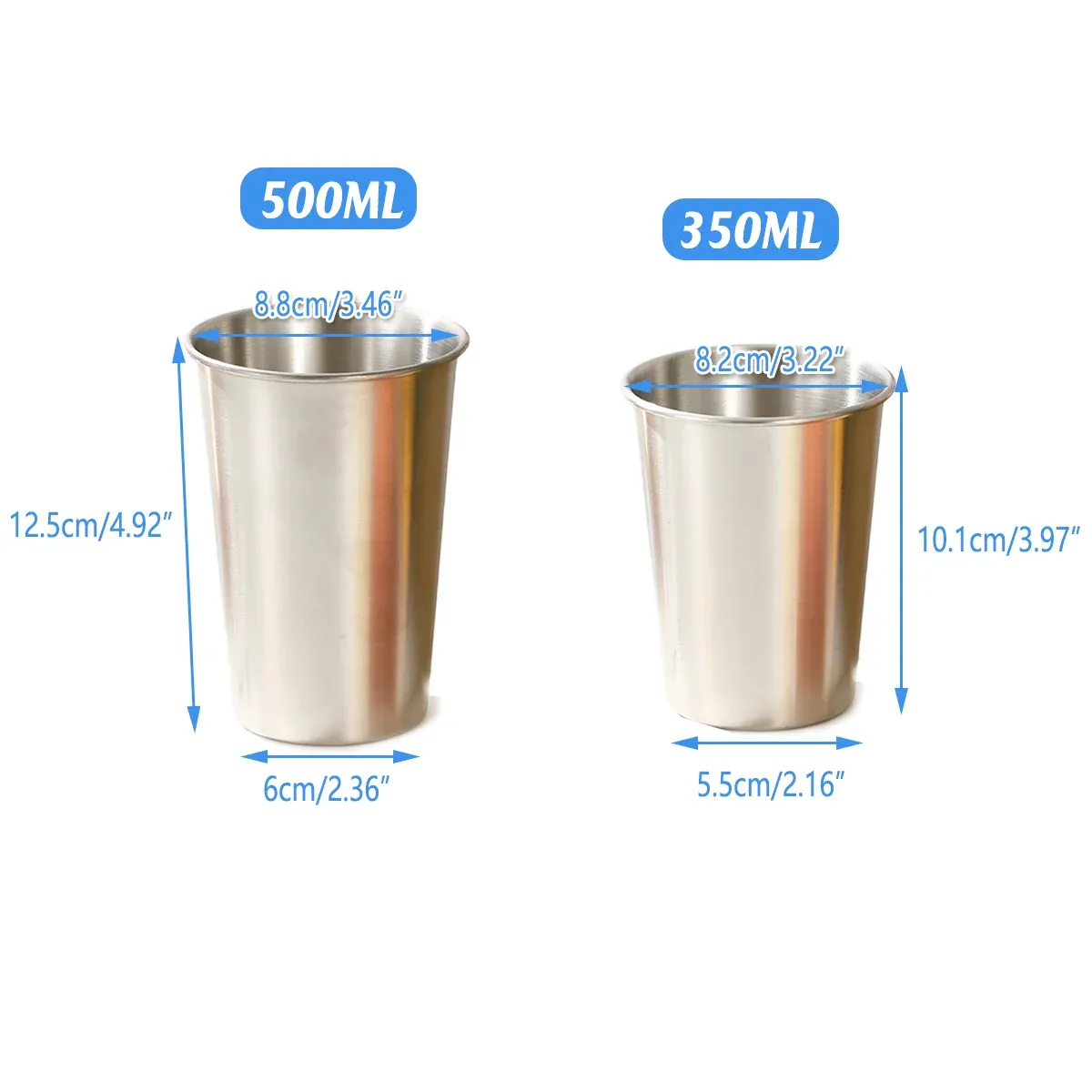 Stainless Steel Cups 8PCS Beer Water Coffee Milk Tea Mugs Reusable Drinkware — image 3