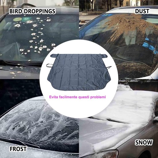 Windshield Cover - 147*90cm Winter Car Windshield Cover - Antifreeze Window Snow Cover - Car Anti-Ice and Antifreeze Snow - Black โ image 2