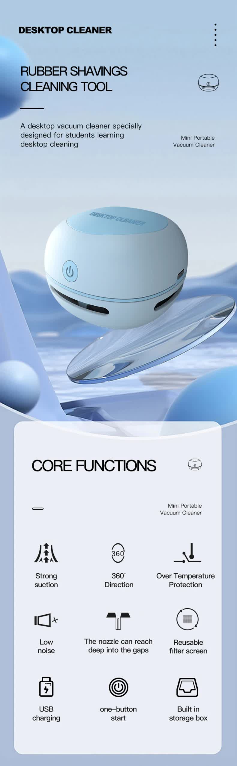Green Cordless Tabletop Crumb Sweeper - USB Rechargeable Mini Vacuum for Desk โ image 5