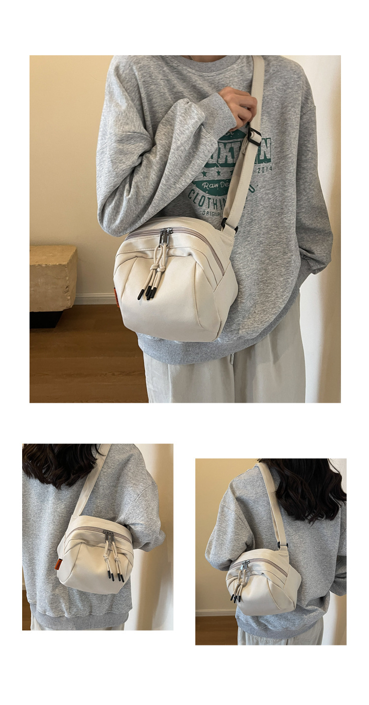 White Lightweight Canvas Crossbody Bag - Minimalist Casual Shoulder Satchel with Adjustable Strap — image 2