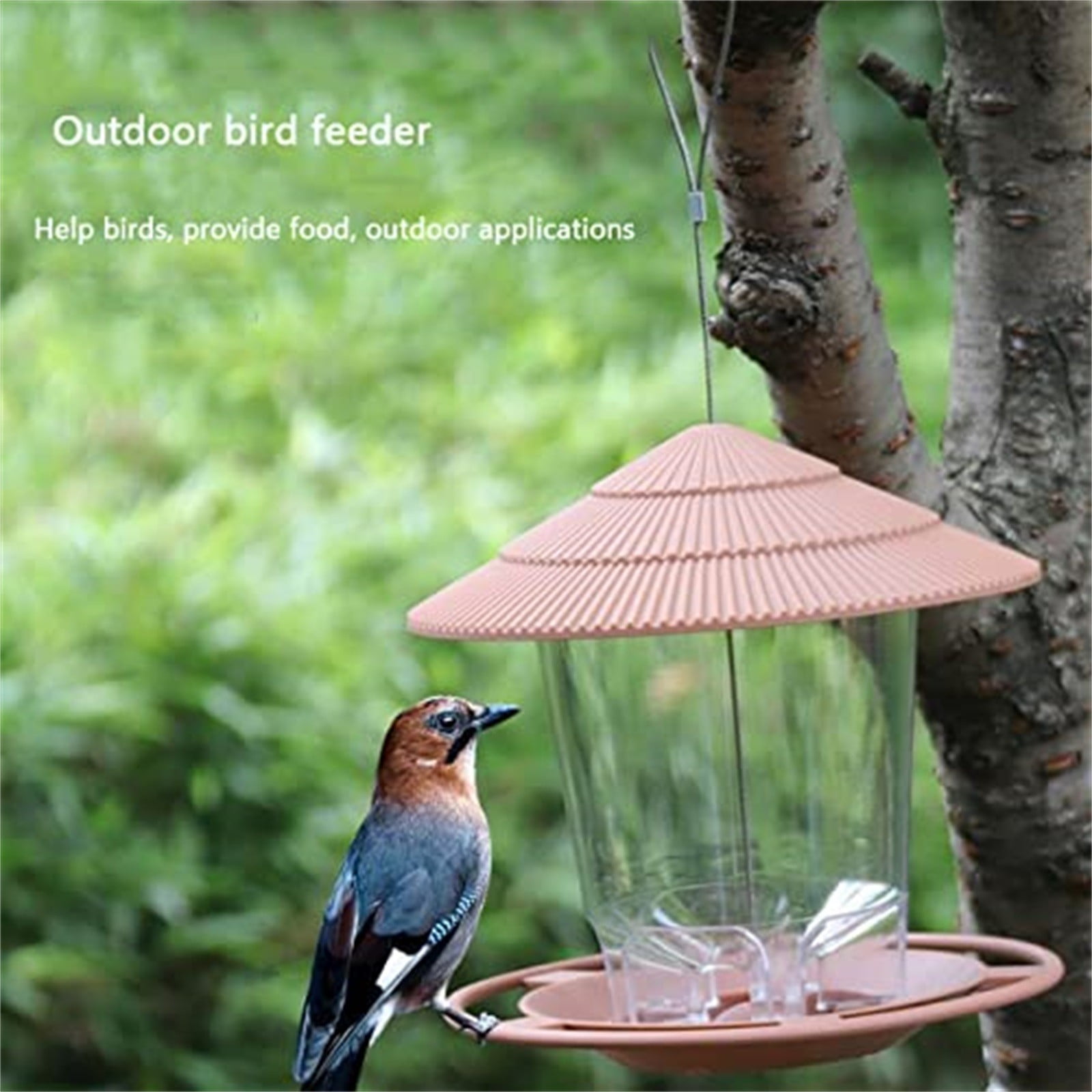 Outdoor Hanging Wild Bird Feeder, Plastic, Brown Z2-Green โ image 5