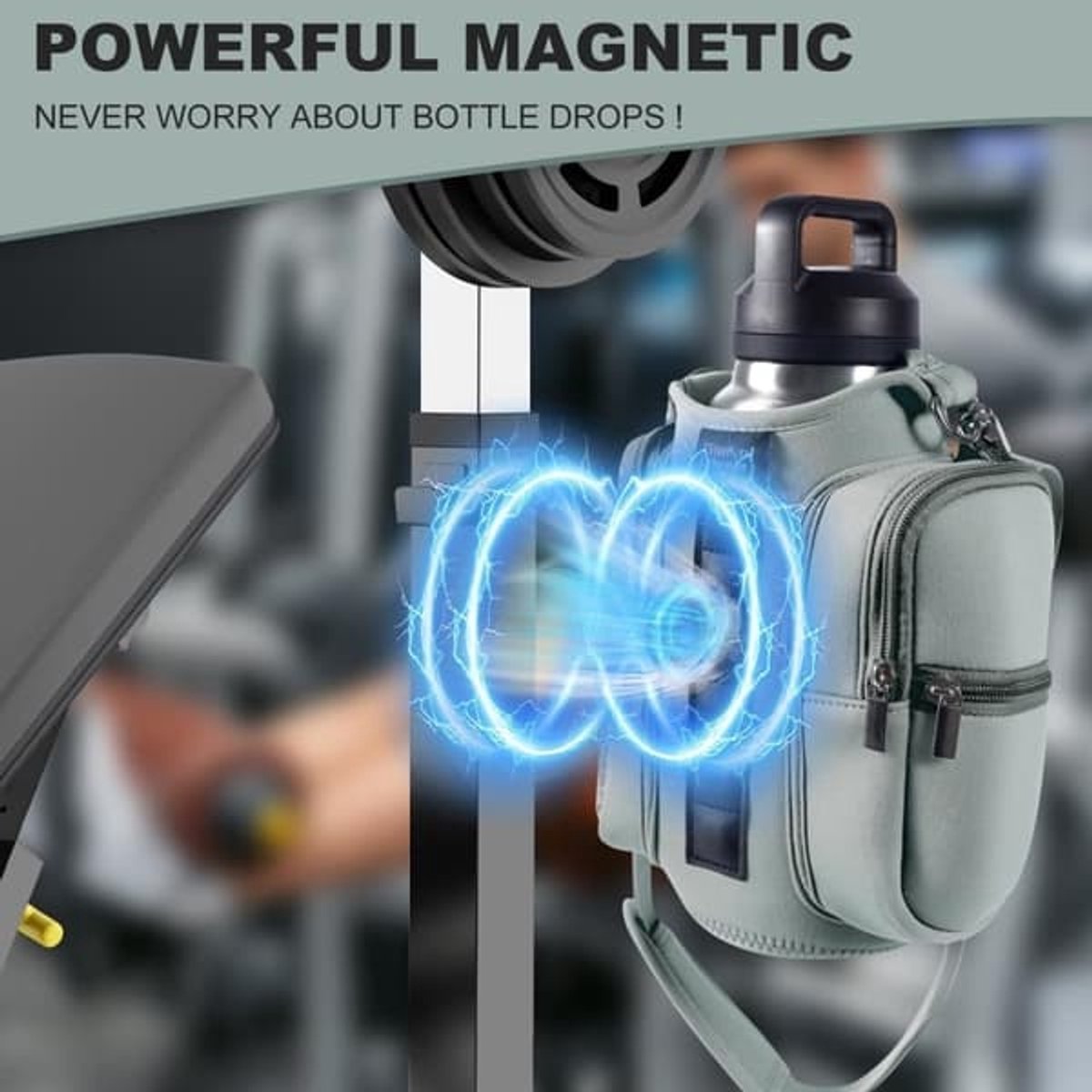 Magnetic Sports Bag with Adjustable Shoulder Strap - Includes Water Bottle Holder and Pocket - for Sports, Workouts, Travel & Work（Purple） — image 2