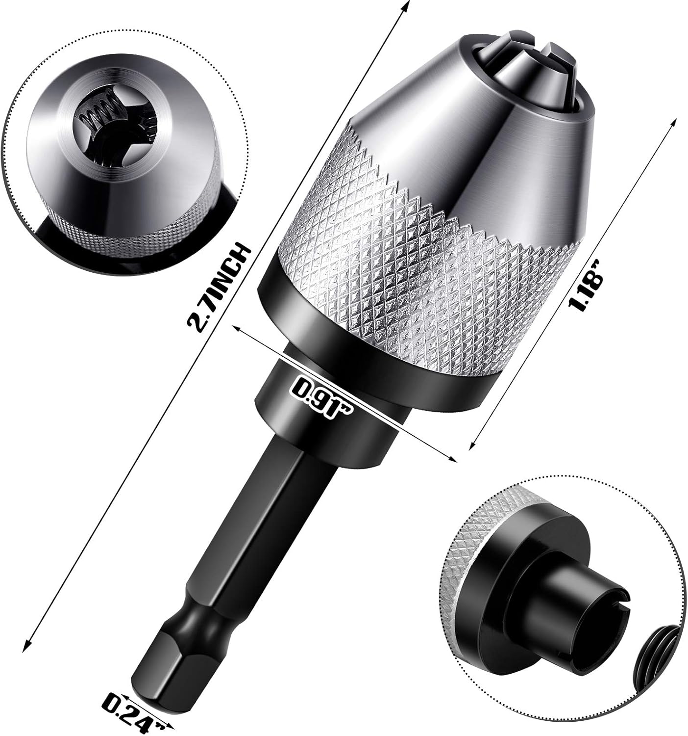 Keyless Drill Chuck Bit 1/4 Inch Hex Shank Keyless Drill Chuck Fast Change Converter Extension Screwdriver Adapter in 0.3-6.5 Mm, 0.3-3.6 mm for Tool — image 2
