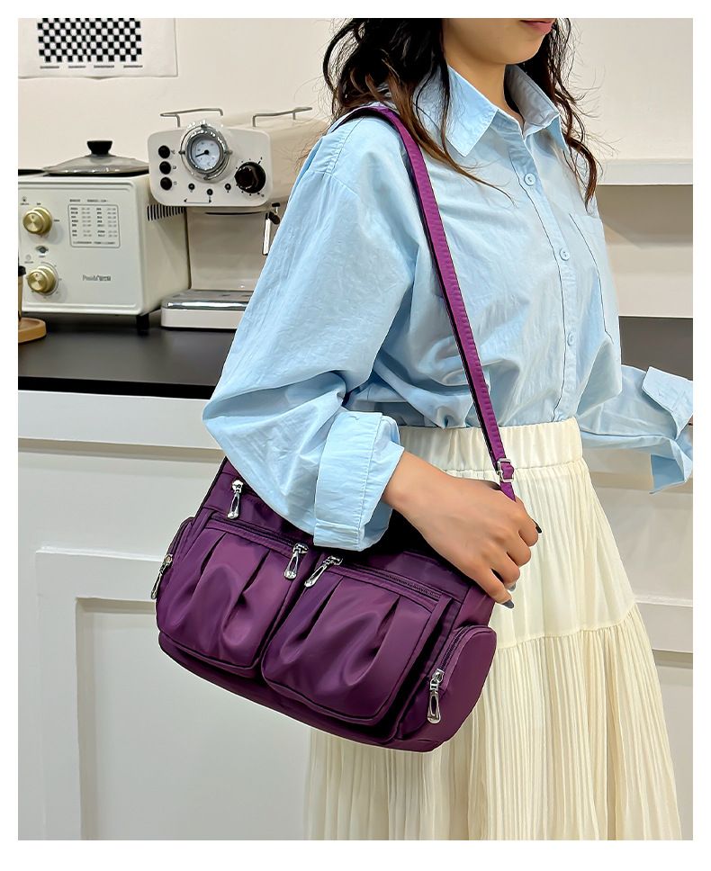 Large Capacity Crossbody Shoulder Bag - Lightweight Multi-Layer Tote for Women - Travel Backpack Casual Hobo Bag for Daily Commute - Purple — image 4