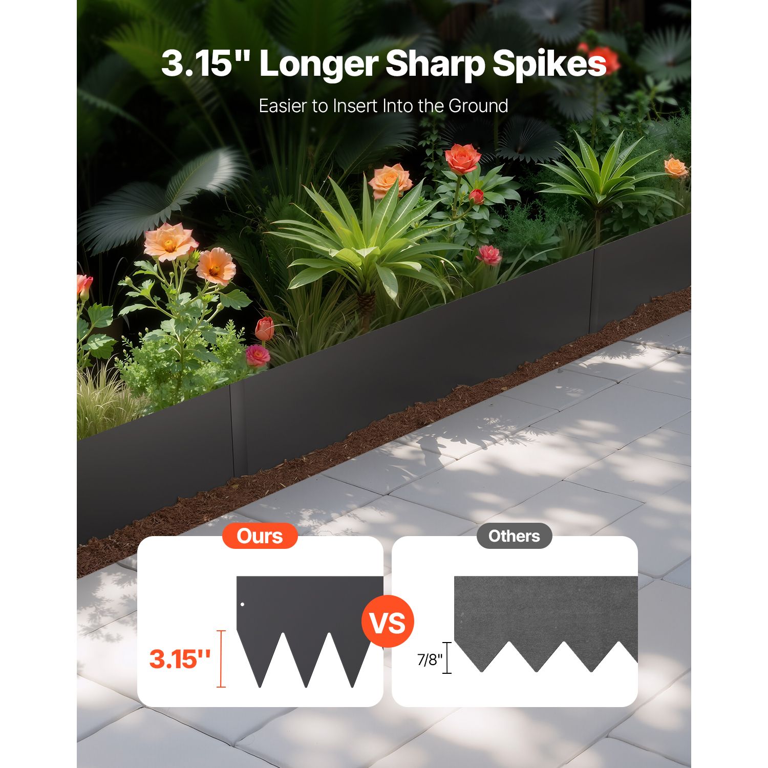Steel Landscape Edging, 3 Packs 1016 × 203 mm Rust-Resistant Metal Landscape Edging, Bendable Garden Edging Border, Heavy Duty Lawn Edging, Easy-to-Install — image 2