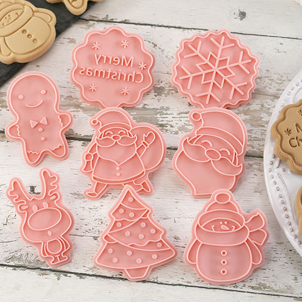 8 Pcs/Set Christmas Themed Cutters Santa Claus Christmas Tree DIY 3D Biscuits Mold Baking Mould Decorating Tools โ image 3