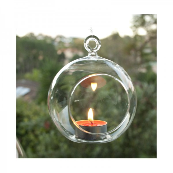 10 x Hanging Clear Glass Ball Tealight Candle Holder - 8cm Diameter / High - Wedding Globe Decoration Terrarium Succulent Plant Mini Garden Holder โ image 3