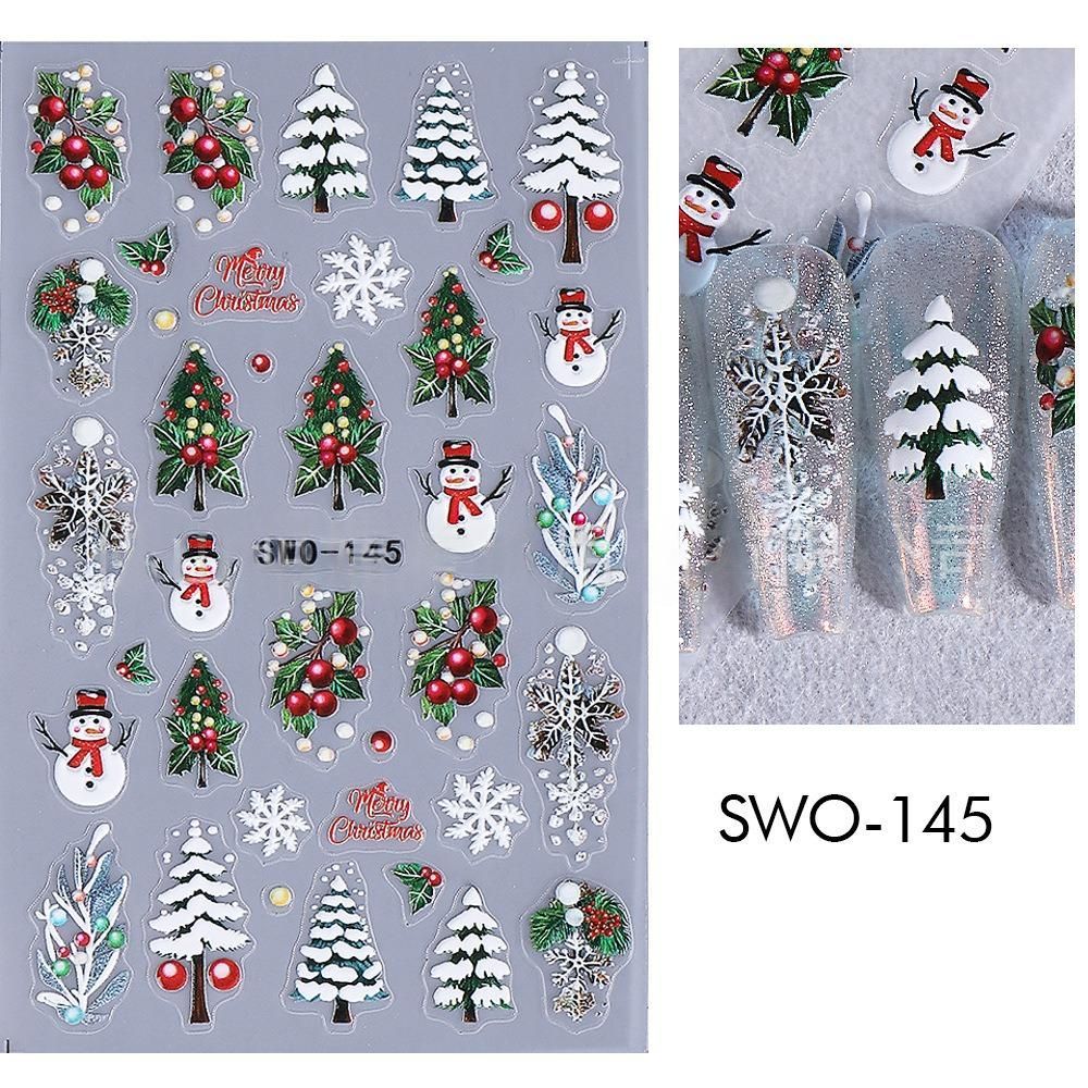 Christmas Nail Stickers Holiday Nail Art Festive Nail Decals Self-Adhesive Nail - Multi-color - Size SWO-47 — image 4