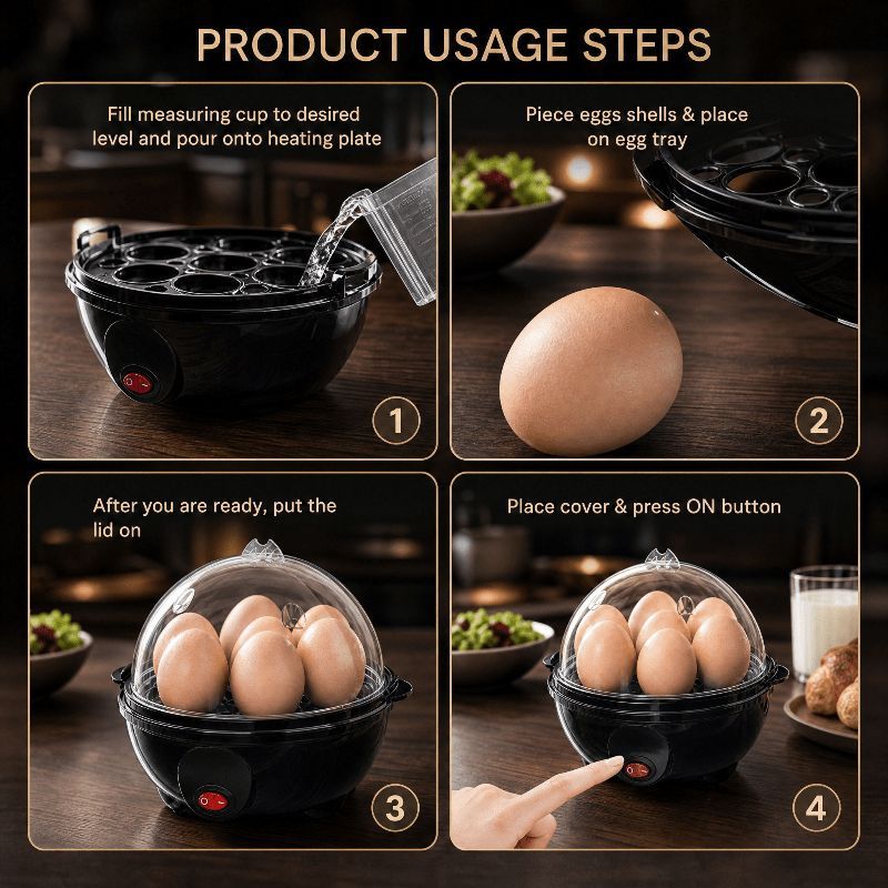 Egg Cooker 7-In-1 Egg Cooker Electric Egg Cooker Rapid Heating Egg Cooker - Black - Size 01 — image 5