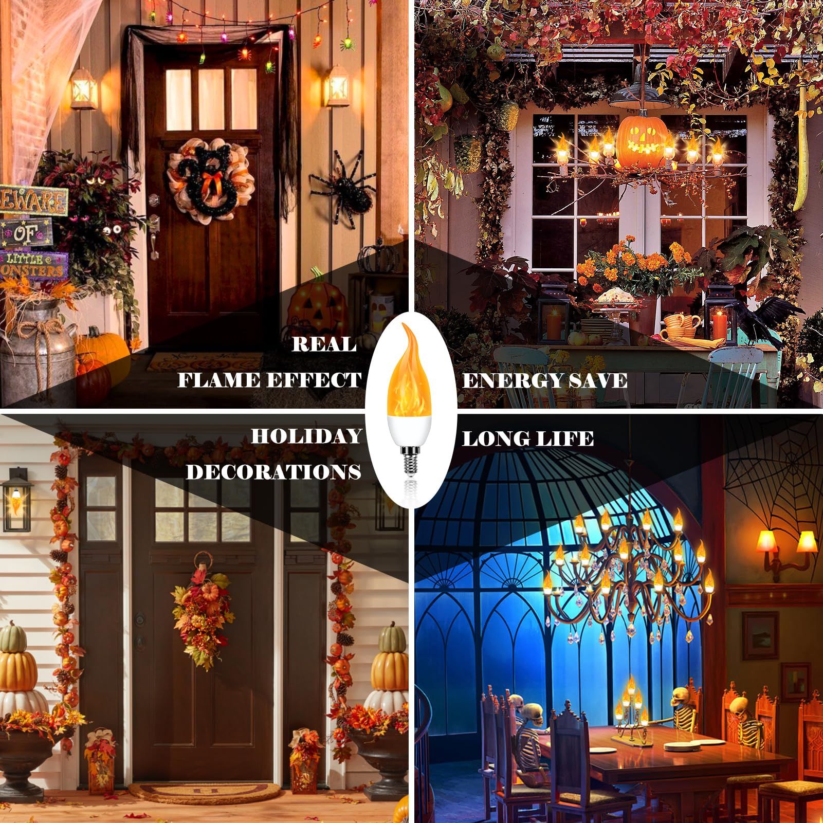 Flame Effect Bulb, Tri-Mode Light Mode, Candle Light, Led Flashing Candle Holder Bulb for Indoor Outdoor Hotel Party Bar Decoration โ image 4