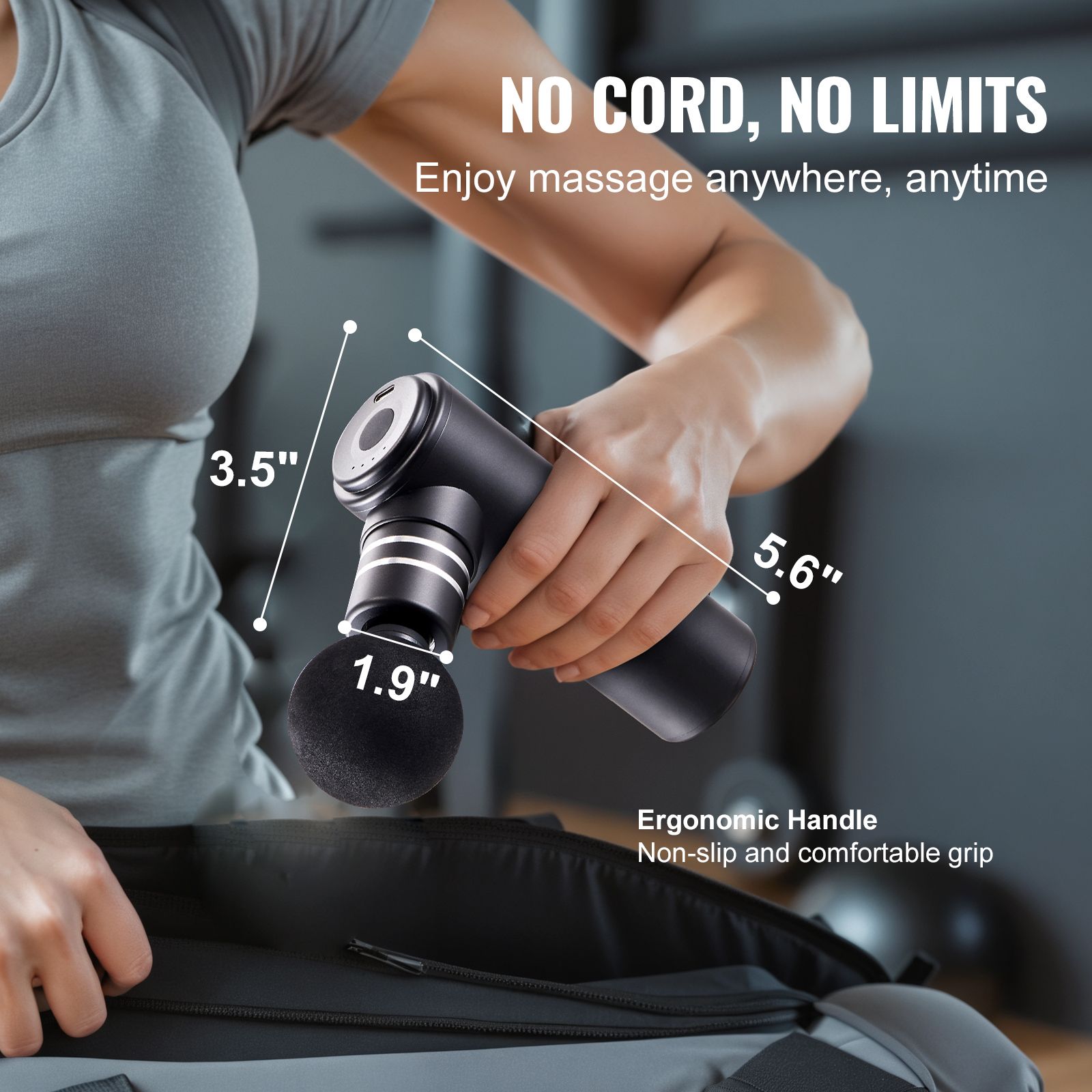 Massage Gun Deep Tissue, Percussion Muscle Massager for Athletes - with 4 Speed Levels & 4 Massage Heads, 12V 2500mAh Batteries, Handheld Electric Massage Gun — image 6