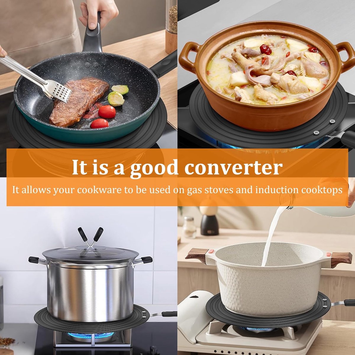 Adapter - Induction Adapter Plate 24 Cm - Cooktop Protector/Adapter - Heat Spreader Plate - Heat Conduction Plate for Gas Stove - Aluminum Gas Stove Spreader — image 2