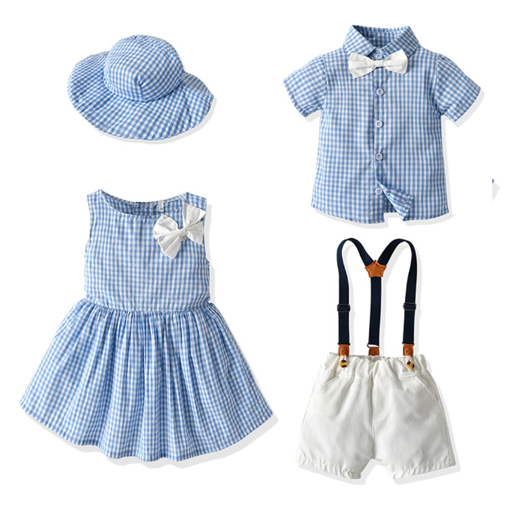 Tem Doger Boy Plaid Shirt Shorts Set Yellow 90cm โ image 3