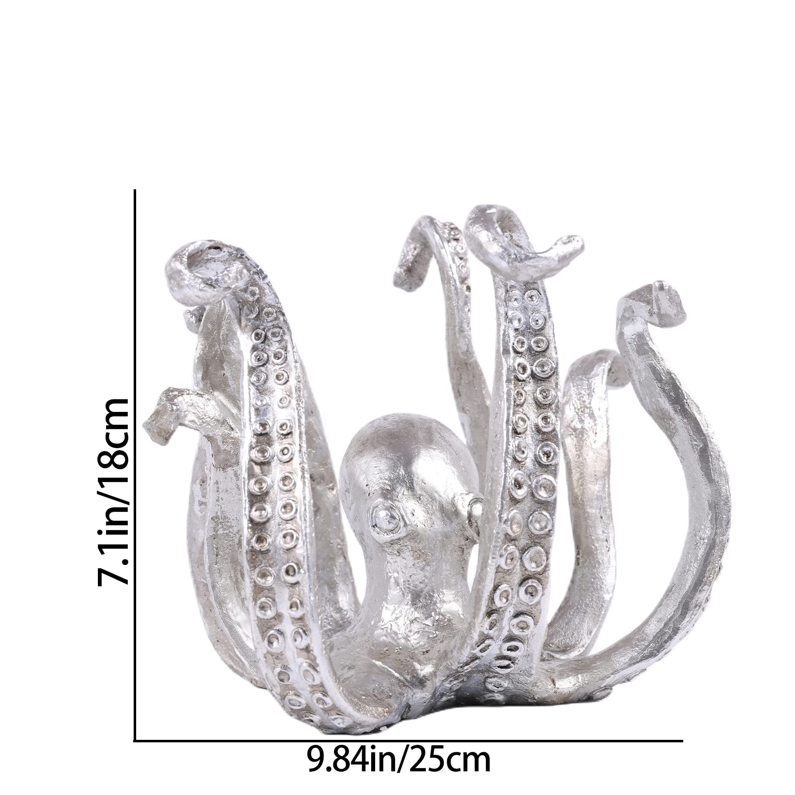 Multi-Functional Octopus Sculpture – Decorative Resin Cup Holder & Jewelry Organizer, Unique Home Accent for Living Room, Office, or Desk (Silver) — image 2