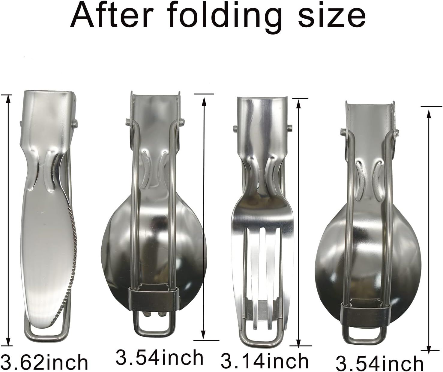 4Pcs Folding Camping Utensils Set Portable Stainless Steel Flatware include Dishwasher Safe Spoon Fork Knife for Picnic Travel Hiking Backpacking — image 2