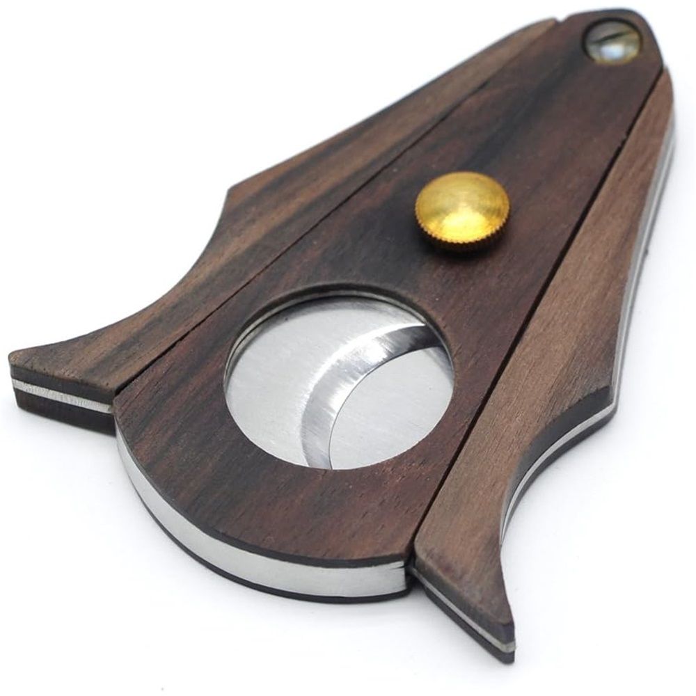 2 pcs Cigar Cutter Lock System Wood Stainless Steel Double Cut Blade Cigar Guillotine Cutter Bat Sandalwood Noodles