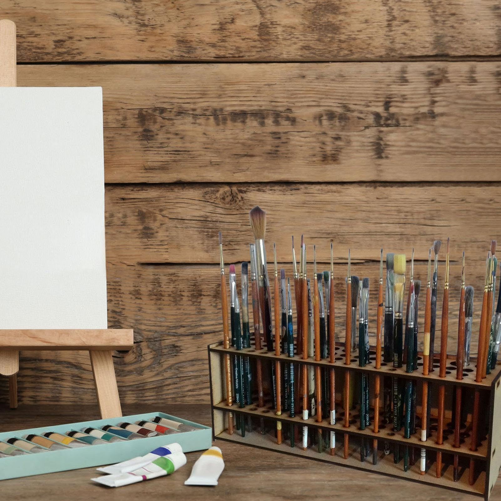 67 Holes Paintbrush Holder Stand Wooden Paint Brush Holder | Wooden Paintbrush Holder Stand 67 Paint Brushes — image 3