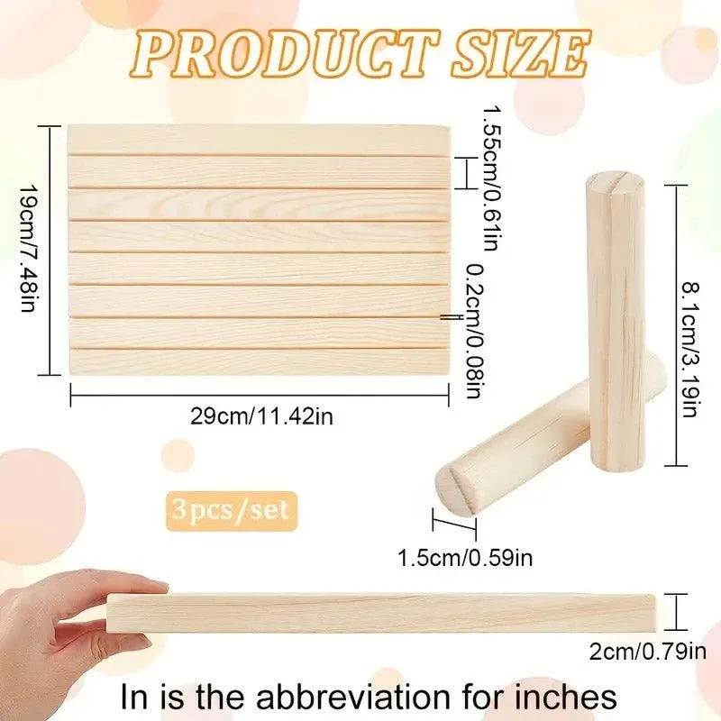 Wooden Earrings and Studs Display Rack Jewellery Organizer Stand 7 Slots Storage - Beige โ image 4