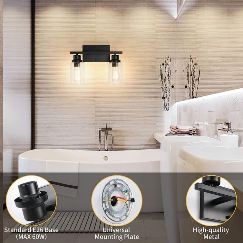 Black Vanity Light Glass Shade Wall Lamp Vintage Style Indoor Wall Sconces for Bathroom โ image 4