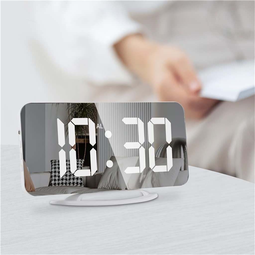 Digital Alarm Clock,6" Large LED Display Charger Ports | Auto Dimmer Mode | Easy Snooze Function, Modern Mirror Desk Wall Clock for Bedroom Home Office for All — image 5
