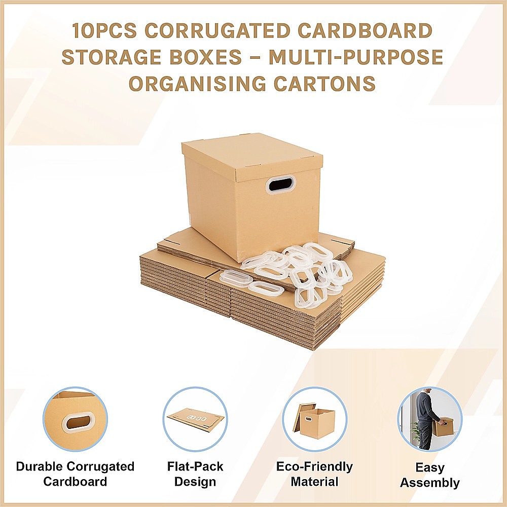 10Pcs Corrugated Cardboard Storage Boxes – Multi-Purpose Organising Cartons — image 5