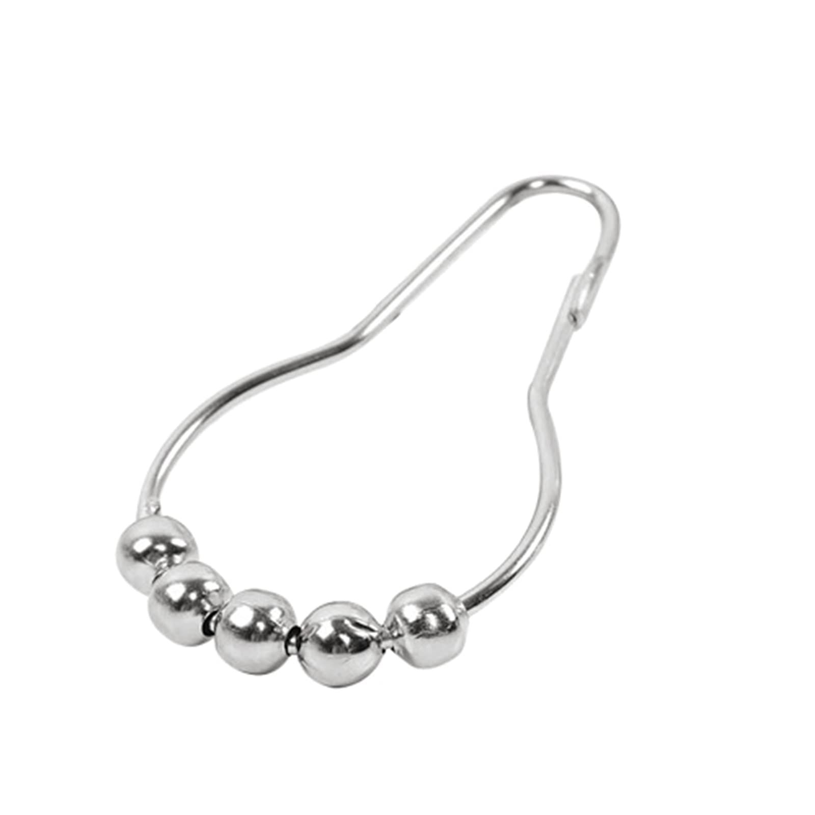 12-Pack Metal Shower Curtain Hooks with Five Beads Bathroom Curtain Hangers Decorative Bathroom Accessories Hanging Shower