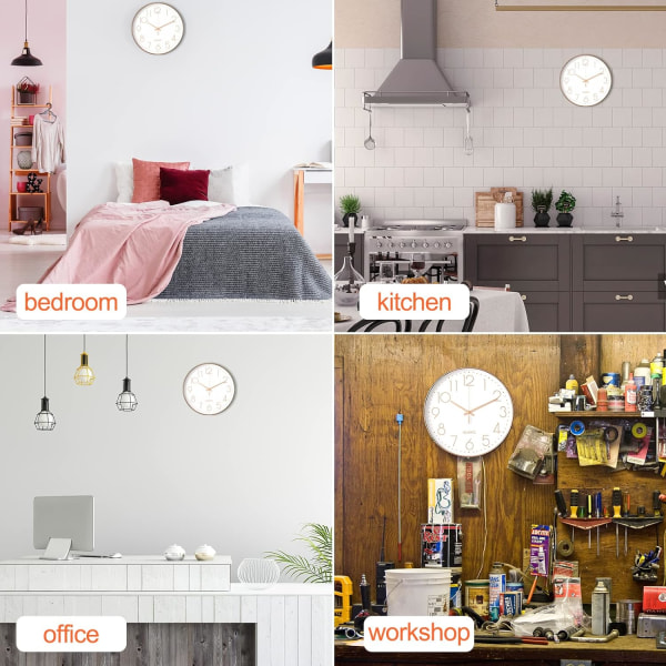 Minimalist Wall Clock (Silver), 30 cm (12 inches) Modern Silent Wall Clock, Silent Quartz Movement — image 5