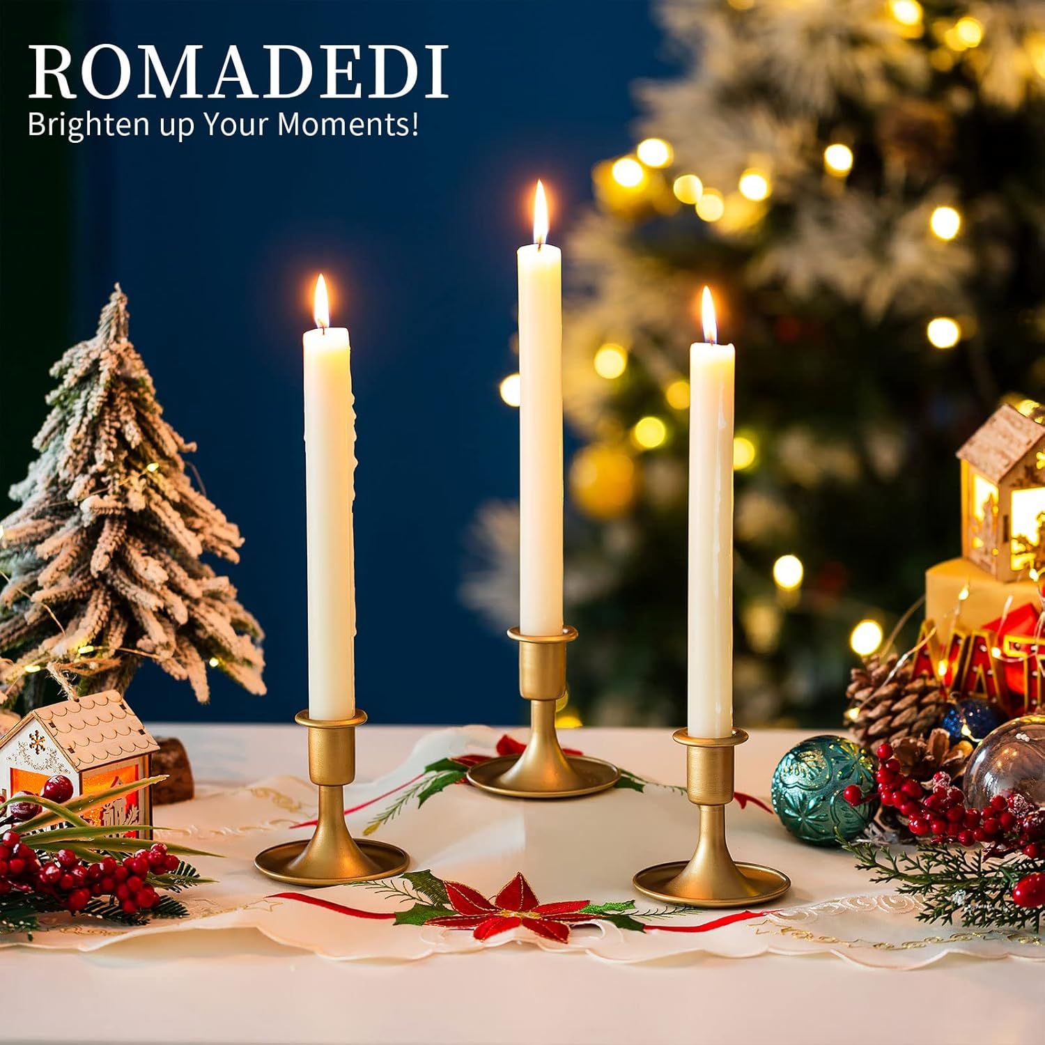 Candlestick Holders Taper Candle Holders, Gold Candle Stick Candle Holder for Table Centerpiece, Wedding Reception, Festive Christmas Mantel Decoration or Home โ image 4