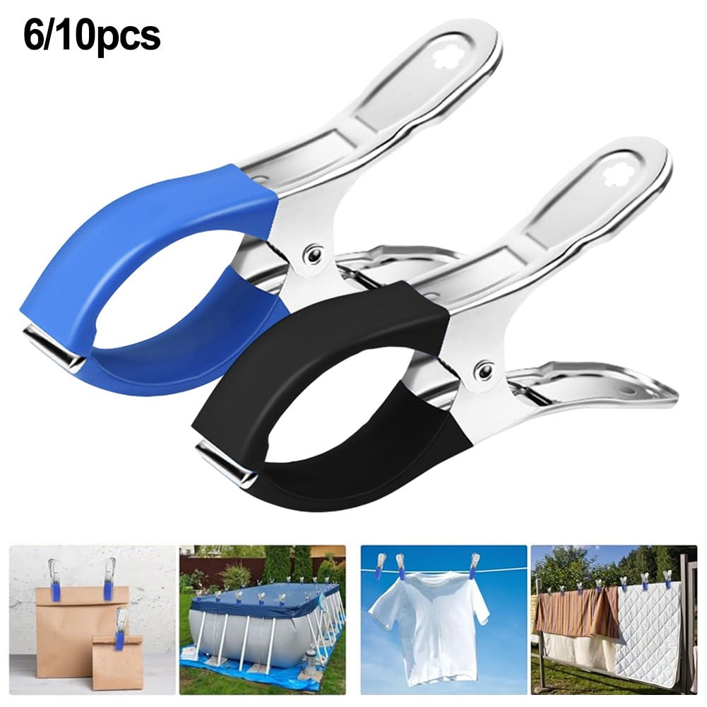 6/30Pcs Pool Cover Clips Stainless Steel Pool Cover Clamps For Above Ground Swimming Pool Wind Guard Clip Black Blue 6pcs blue Blue/Black — image 3