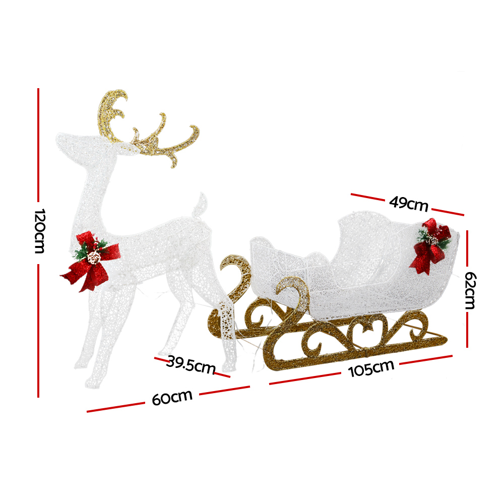 Jingle Jollys Christmas Lights Reindeer Sleigh215 LED Decorations โ image 2