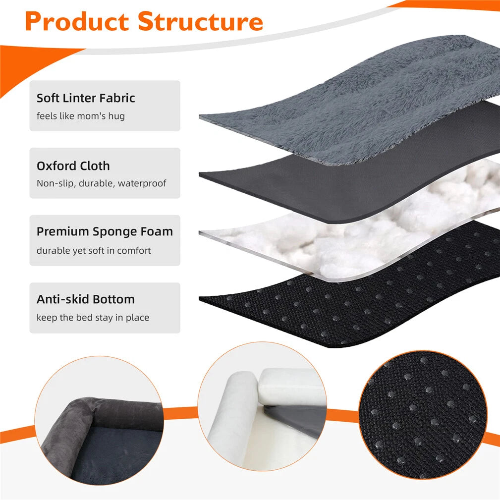 Deluxe Plush Orthopedic Dog Bed XXL - Waterproof Bolstered Sofa Bed for Large Dogs with Removable Washable Cover — image 4