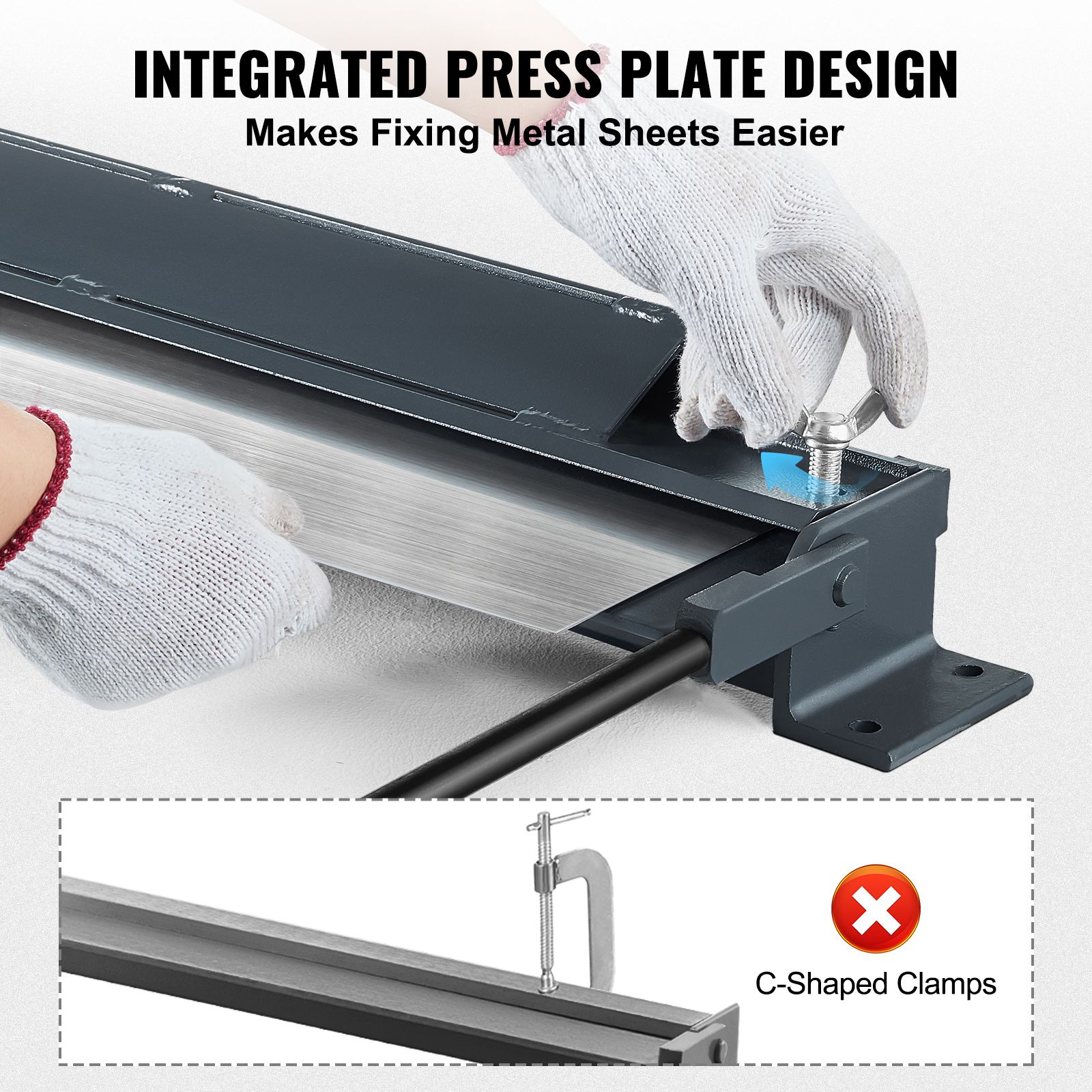 Box and Pan Brake, 1220 mm ± 15 mm, 0-130 Degrees Sheet Metal Bending Brake, Portable Mini Metal Bender with 20 Gauge Low Carbon Steel 14 Gauge Aluminum — image 3
