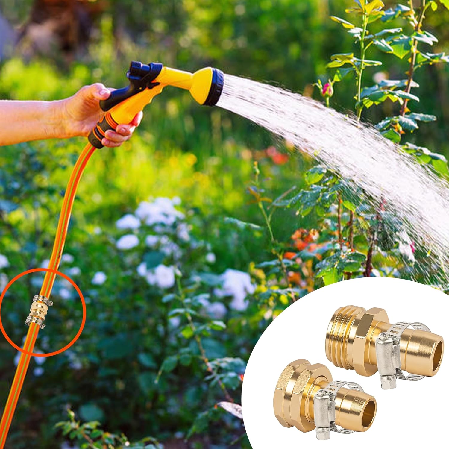 Garden Hose Repair Connector with Clamps, Fit for 3/4" or 5/8" Aluminum Garden Hose Fitting, Male and Female Hose Fittings, 4 Sets โ image 5