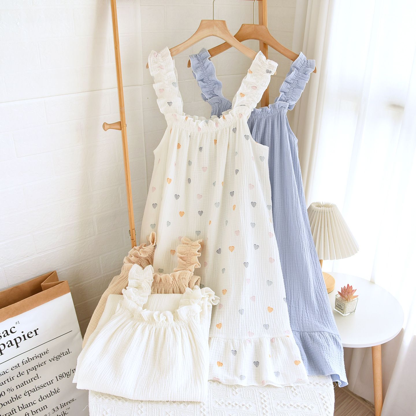Garmina Women Cotton Sling Nightdress Long Summer White sling โ image 3