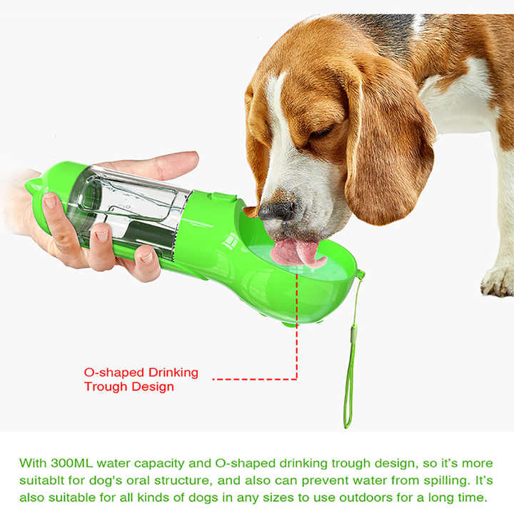Pink Portable Pet Water Bottle with Waste Bag Dispenser - 300ml Leak-Proof Travel Hydration Solution โ image 2
