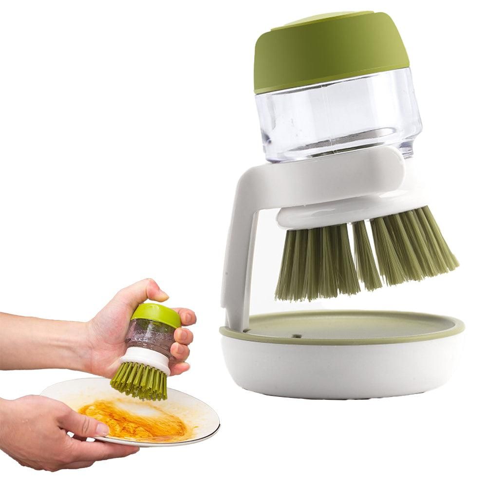 Multi-purpose Scrubbing Dish Brush with Soap Dispenser Cleaning Brush Kitchen Cleaning Tool Gray — image 6
