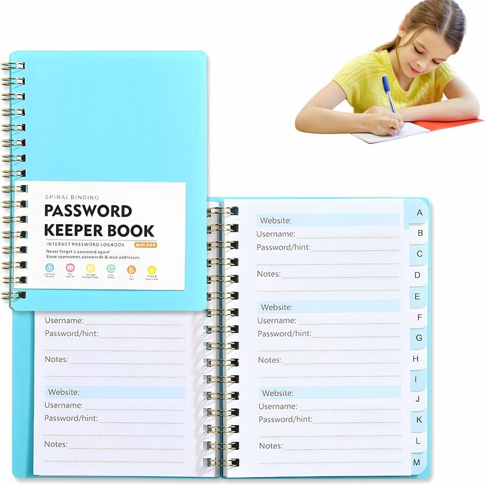 Spiral Password Book with Alphabetical Tabs,Plastic Password Book,Password Book Password Book with Personal Alphabet Label Internet Address and Password — image 5