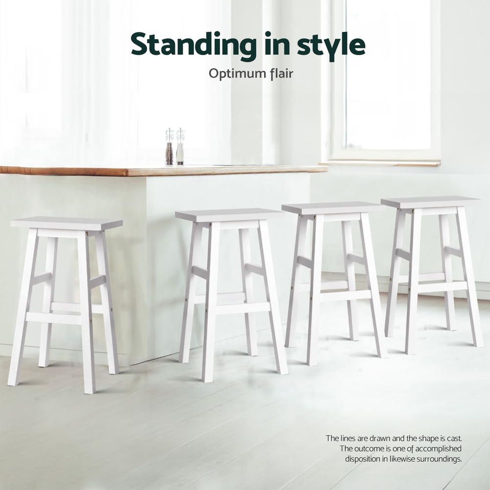 Artiss 4x Bar Stools Kitchen Chairs Wooden White โ image 5