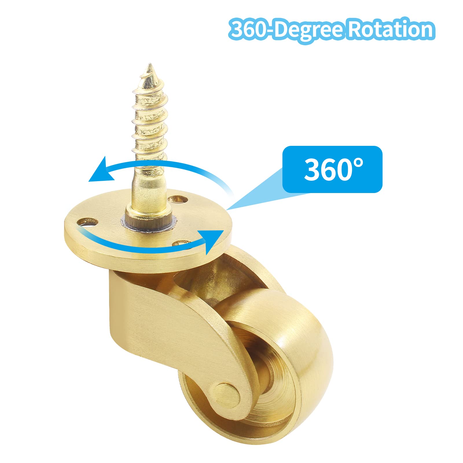 25mm Castor Brass Caster Wheel Swivel Vintage Chairs Cabinet Bed Furniture Wheels Brass โ image 2