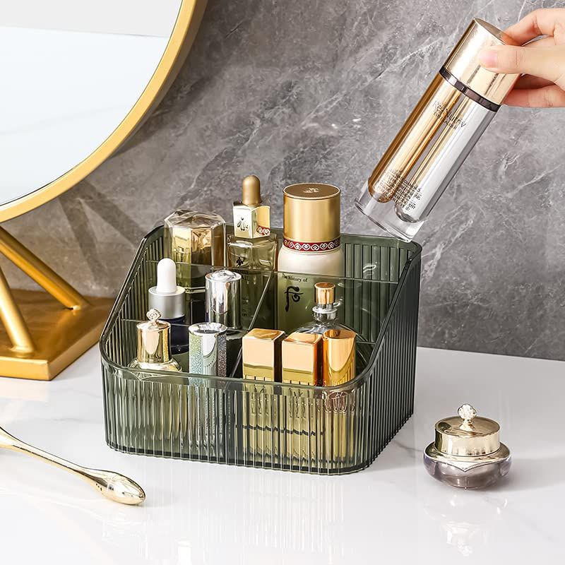 Makeup Organizer Cosmetics Storage Box, Large Capacity Make Up Brush Holder Organizer Vanity Accessories (Green) โ image 2