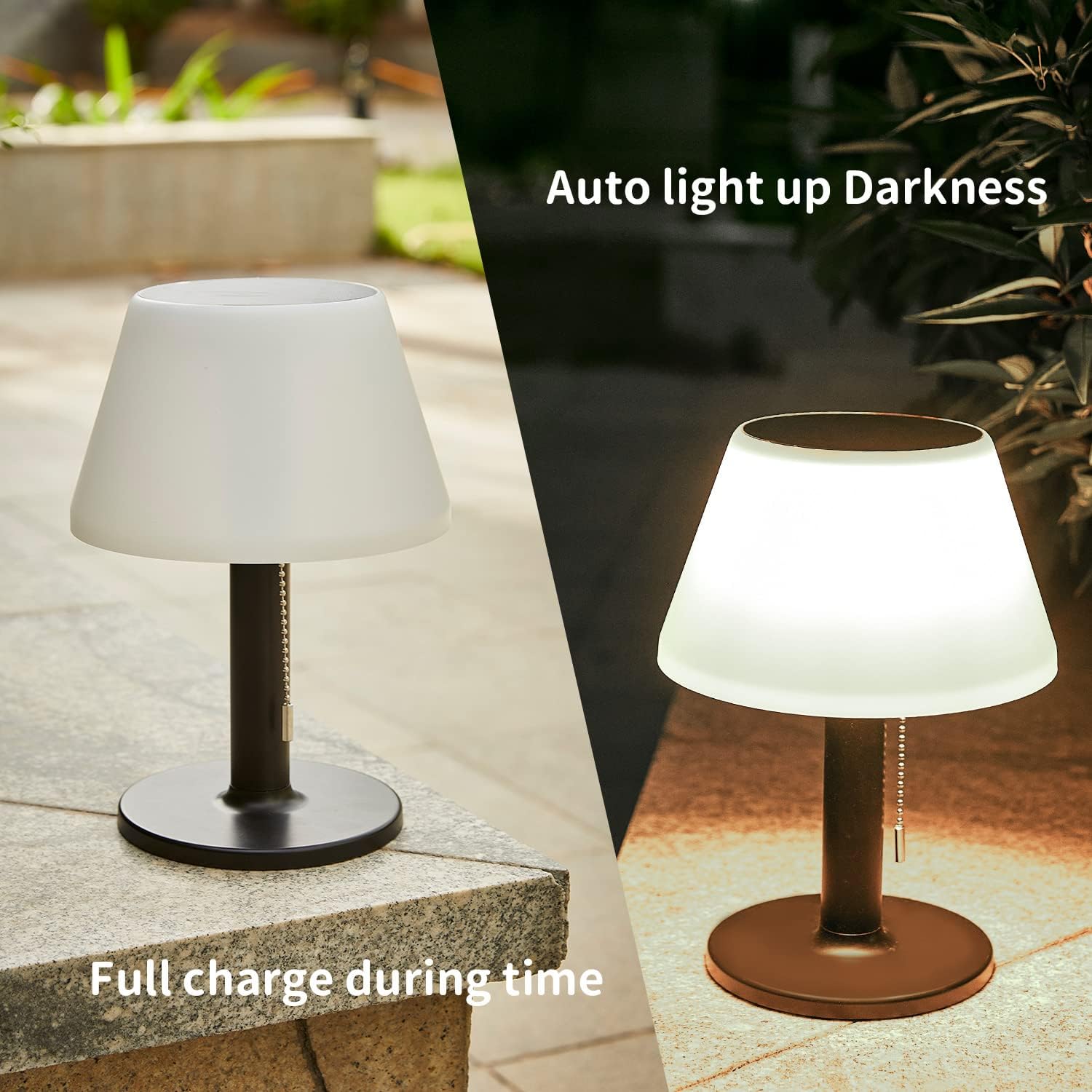 Solar Table Lamp for Outdoor & Indoor - 3 Light Modes, Eye-Friendly, Cordless & Waterproof Solar LED Desk Lamp with Pull Cord for Outdoor, Patio, Garden — image 4
