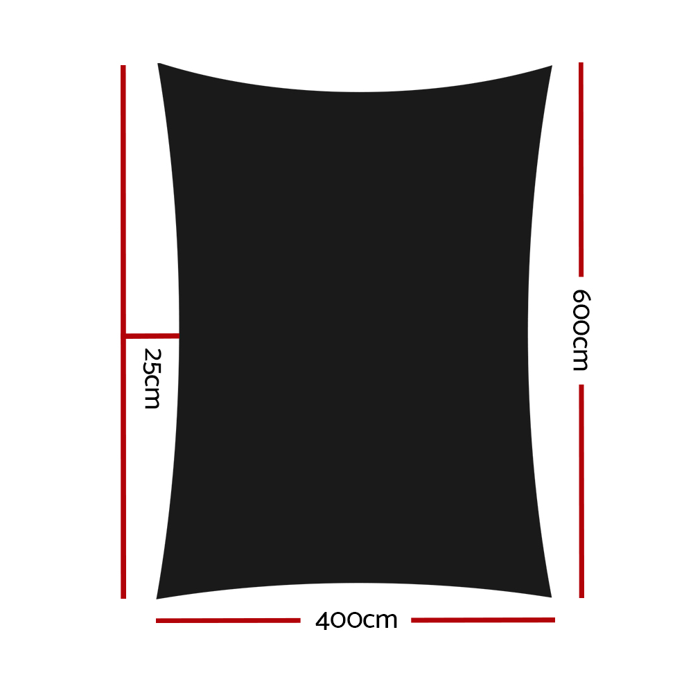 Instahut Shade Sail 4x6m Rectangle 280GSM 98% Black Shade Cloth โ image 2