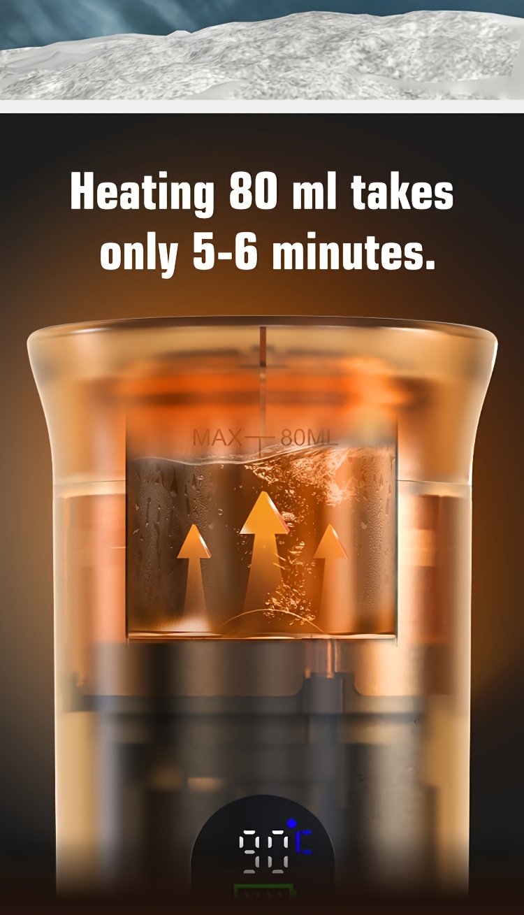 Portable 20Bar High - Pressure Extraction Coffee Machine, 80ml Stainless Steel Water Tank + Foldable Stand, Low - Battery Alert & Real - Time Temperature — image 3
