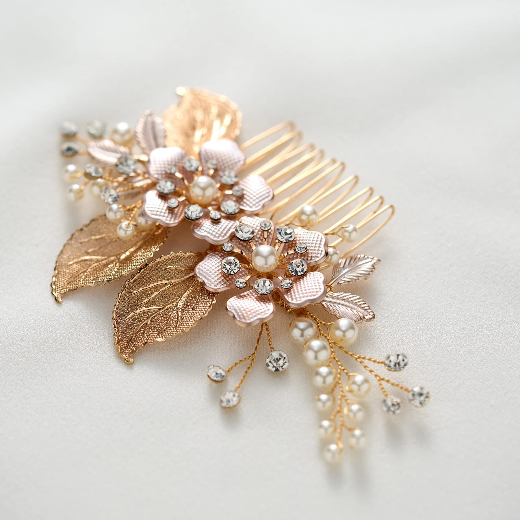 Gold Wedding Hair Comb-Handmade Bridal Hair Clip Wedding Hair Accessories for Women Delicate wedding hair accessory made โ image 4