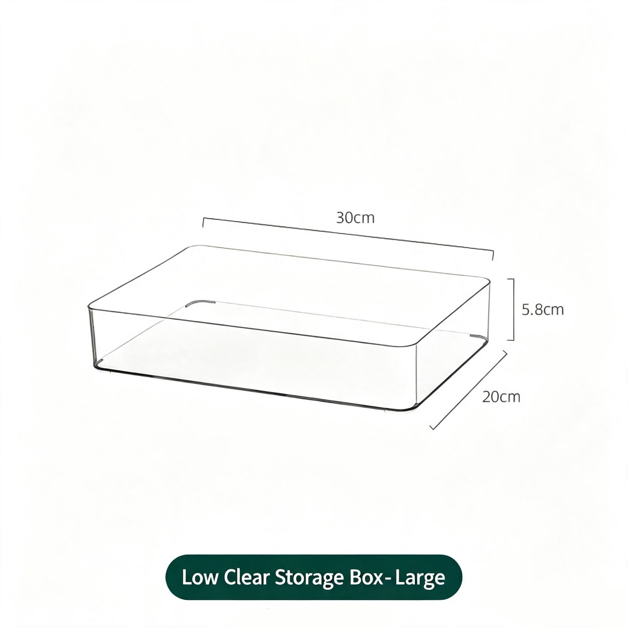 Low Profile Clear Storage Box, Large Size Spacious Acrylic Vanity Organiser