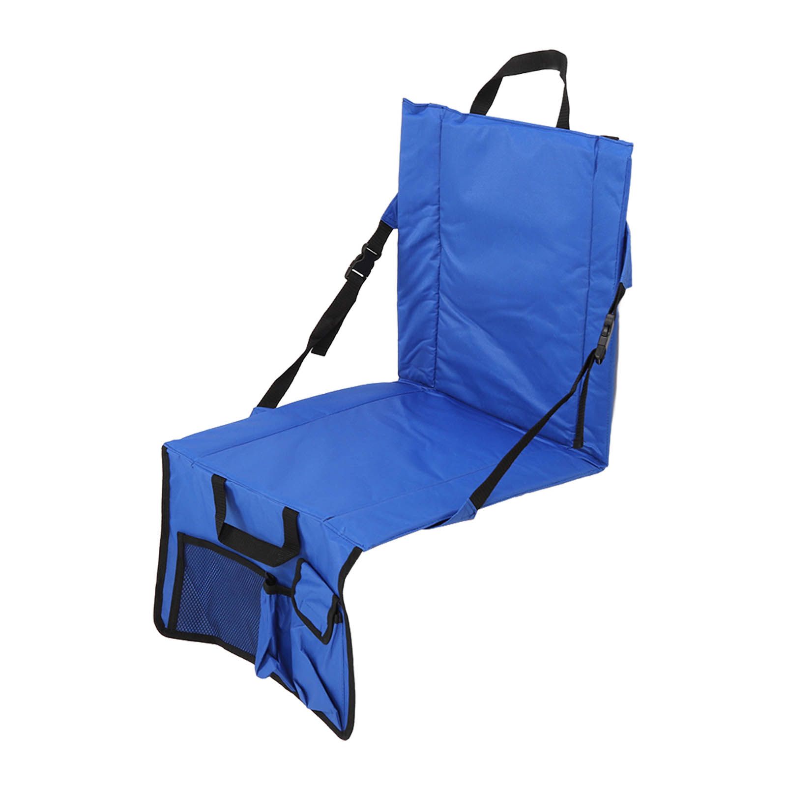 Folding Stadium Chair Adjustable Angle 600D Oxford Cloth Portable Bleacher Cushions with Pocket for Sandbeach Picnic BBQ Blue — image 2