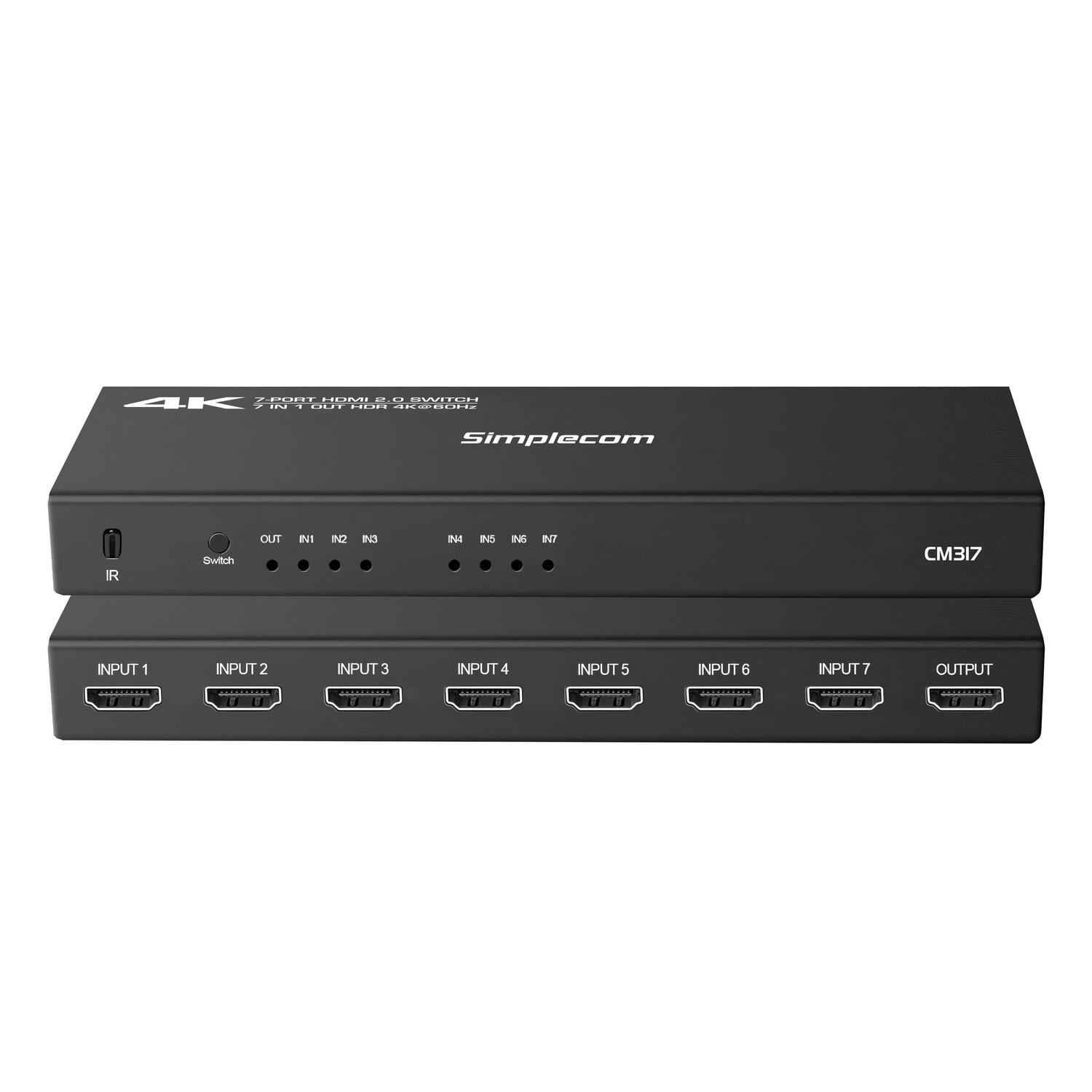Simplecom CM317 7-Port HDMI 2.0 Switch with Remote 7 IN 1 OUT Splitter HDCP 2.2 4K@60Hz — image 2