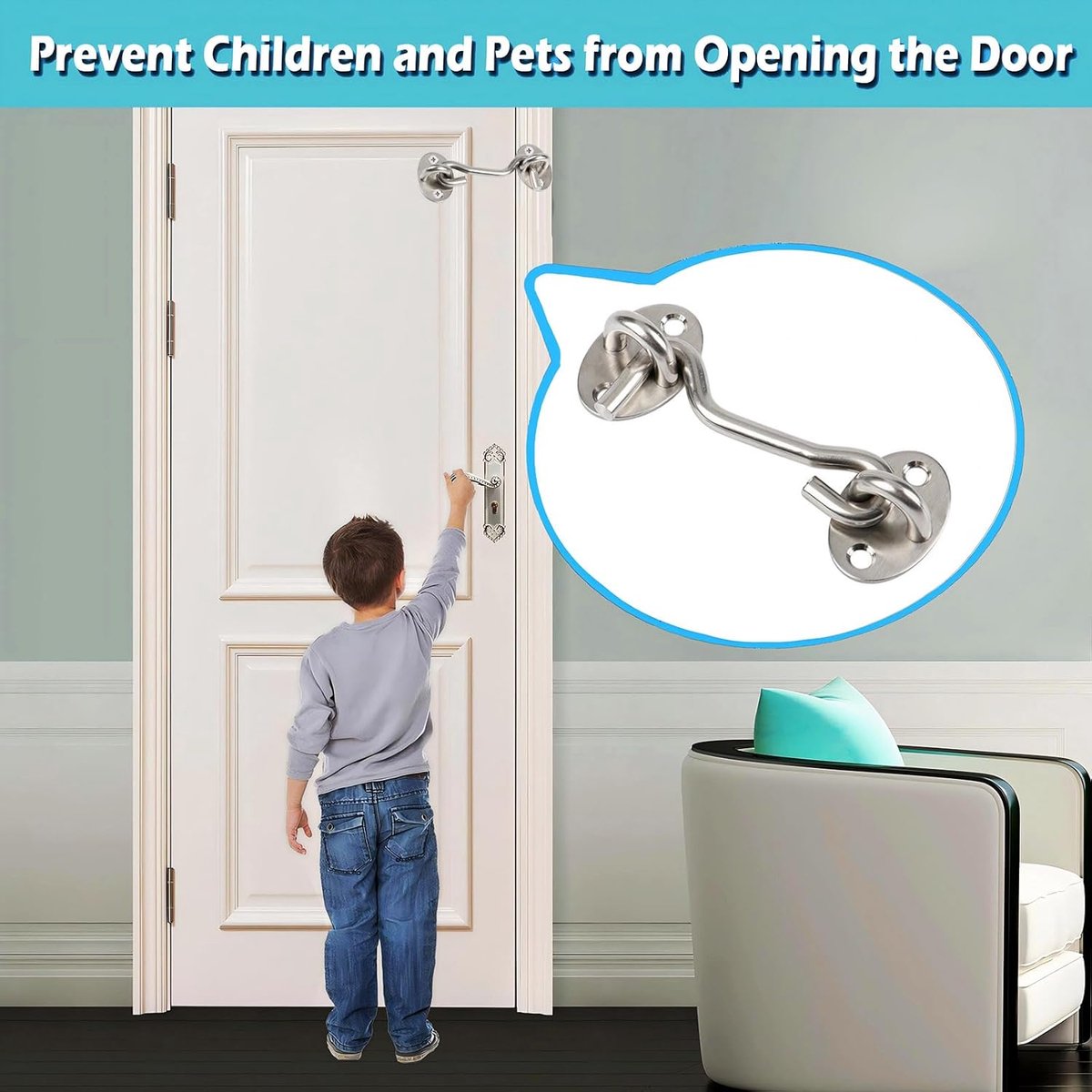 pieces - Wind hook - 6 inch - Wind hooks - Door hinges - Door bolt - Hinge - barn door hook - hook and eye bolt - cabin hooks and eye bolt - swivel window hook — image 2