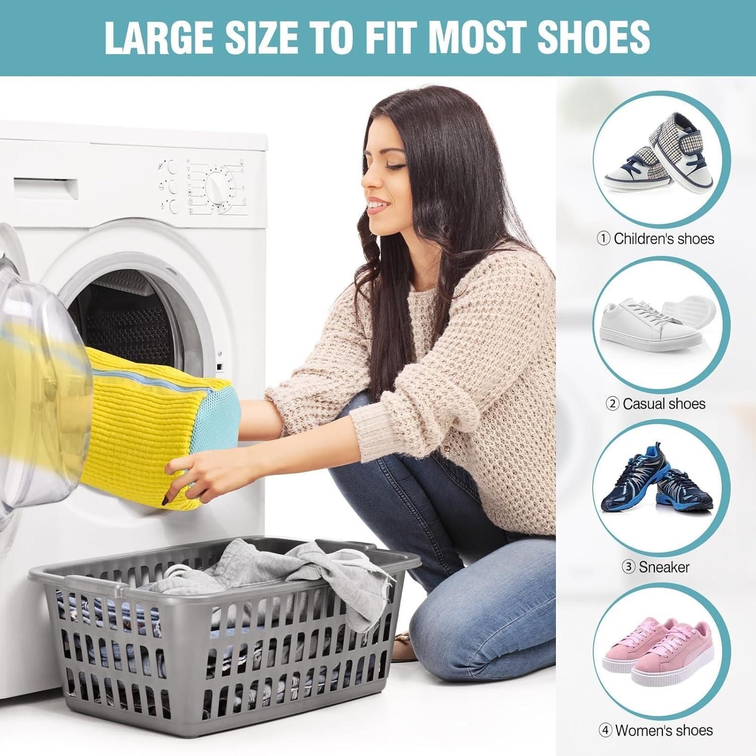 Laundry Bags 2 Pack Mesh Shoe Washing Bags with Hanging Hook Zipper Closure Yellow โ image 5