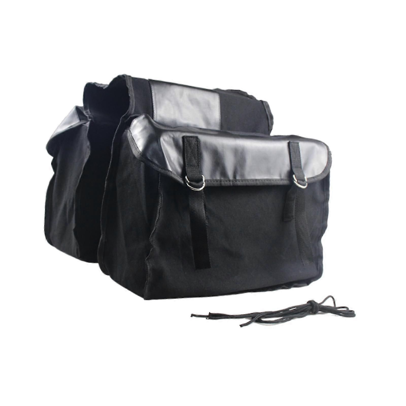 Double Side Bike Saddle Bag Cycling Bike Carrier Cargo Bag Storage Pouch Bike Trunk Bag Waterproof for Traveling Commuting - Black — image 4